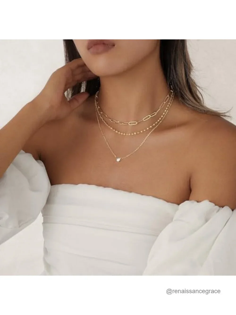 3PCS Layered Gold Plated Necklace Set Dainty Waterproof Choker for Women